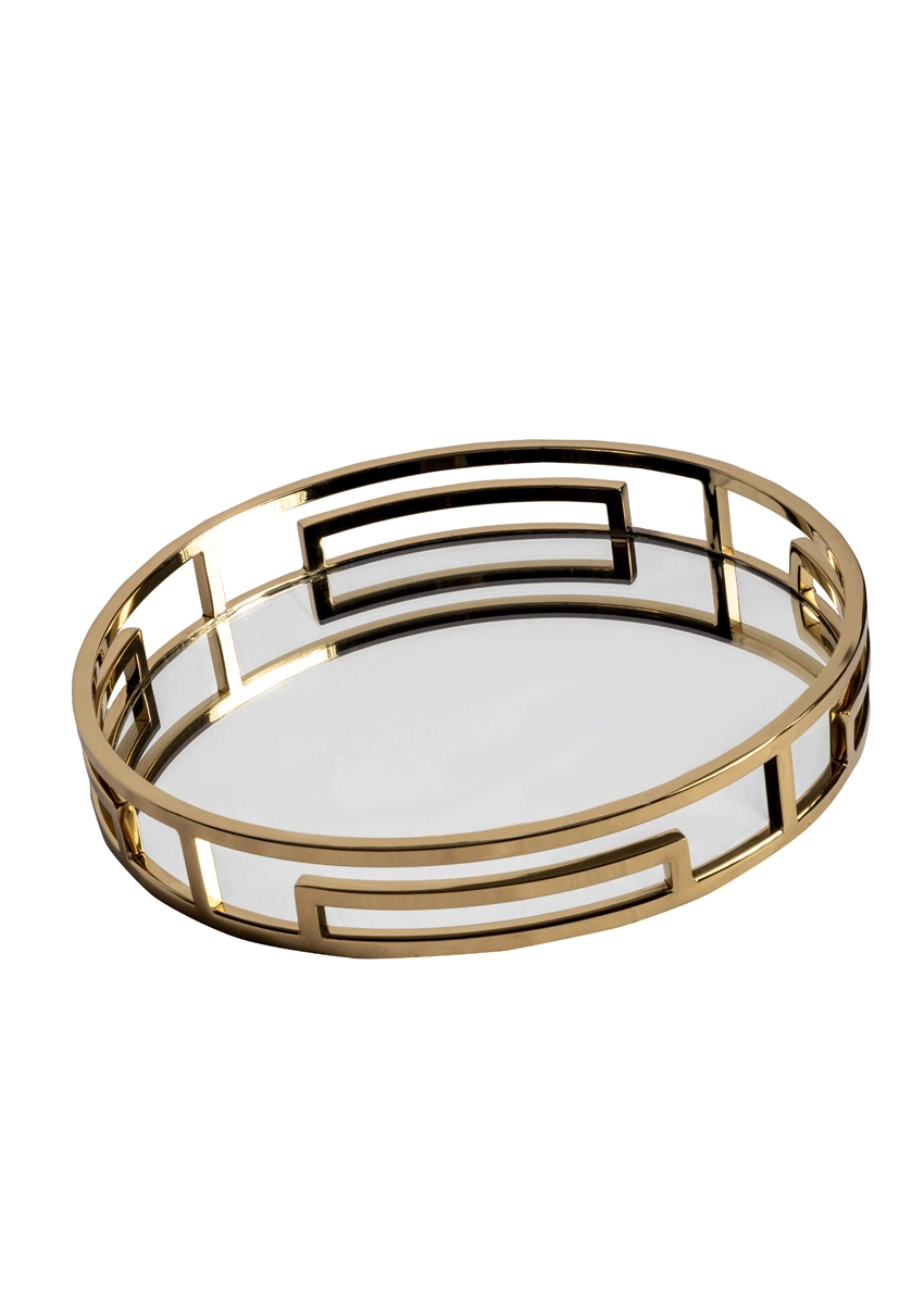 Gold Metal Yuvarlak Tepsi 38 cm