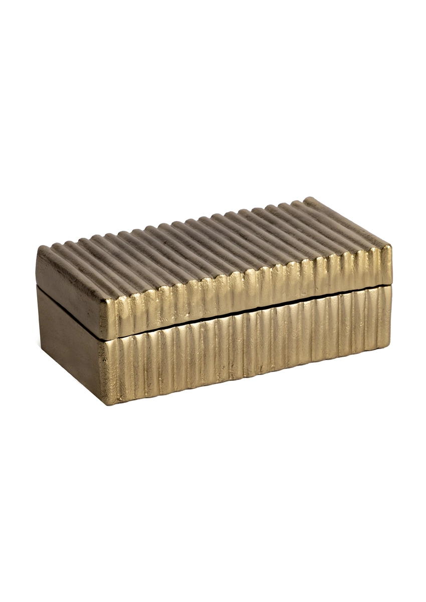 Lineer Detaylı Eskitme Gold Kutu 23x13x8 cm
